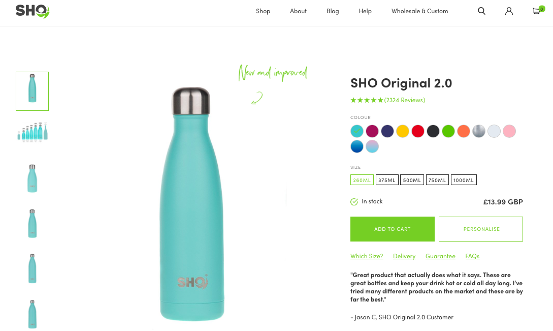 Sho product page