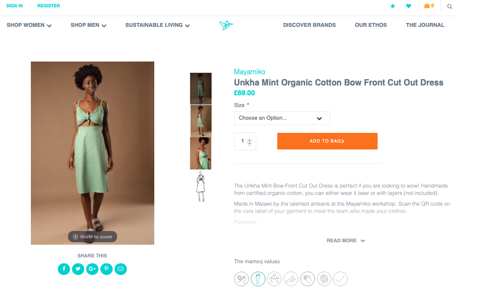 Mamoq eco-friendly product page