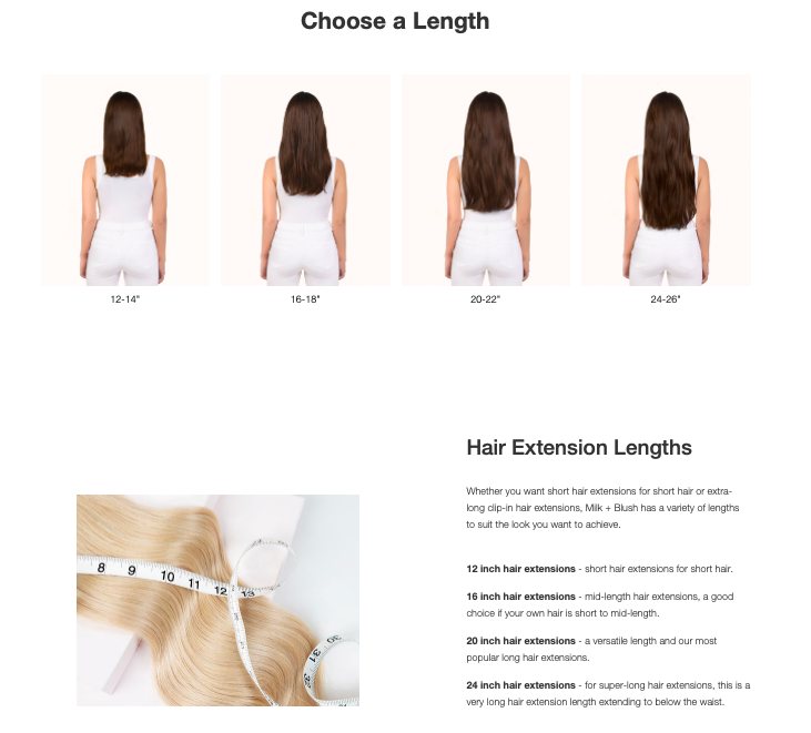 Milk & Blush hair extensions product page