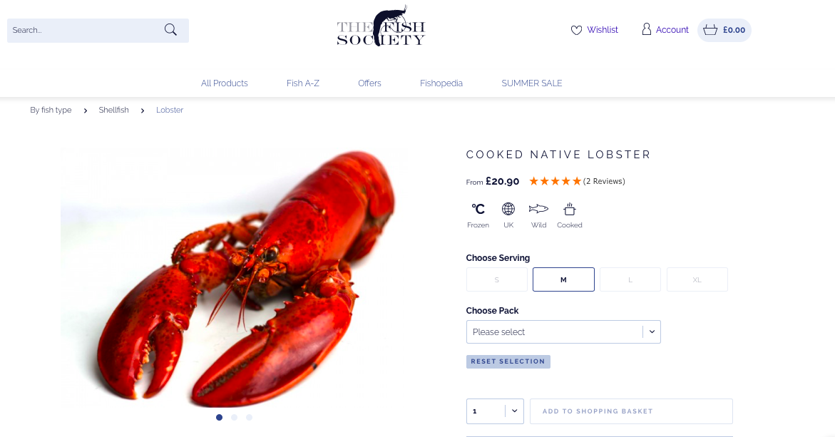 the fish society product page