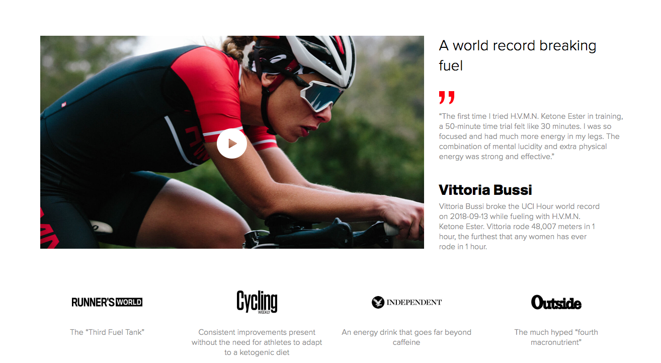 HVMN sports product page