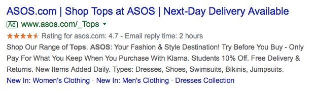 ASOS SERPs
