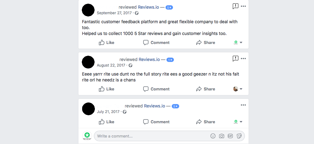 Fake facebook review