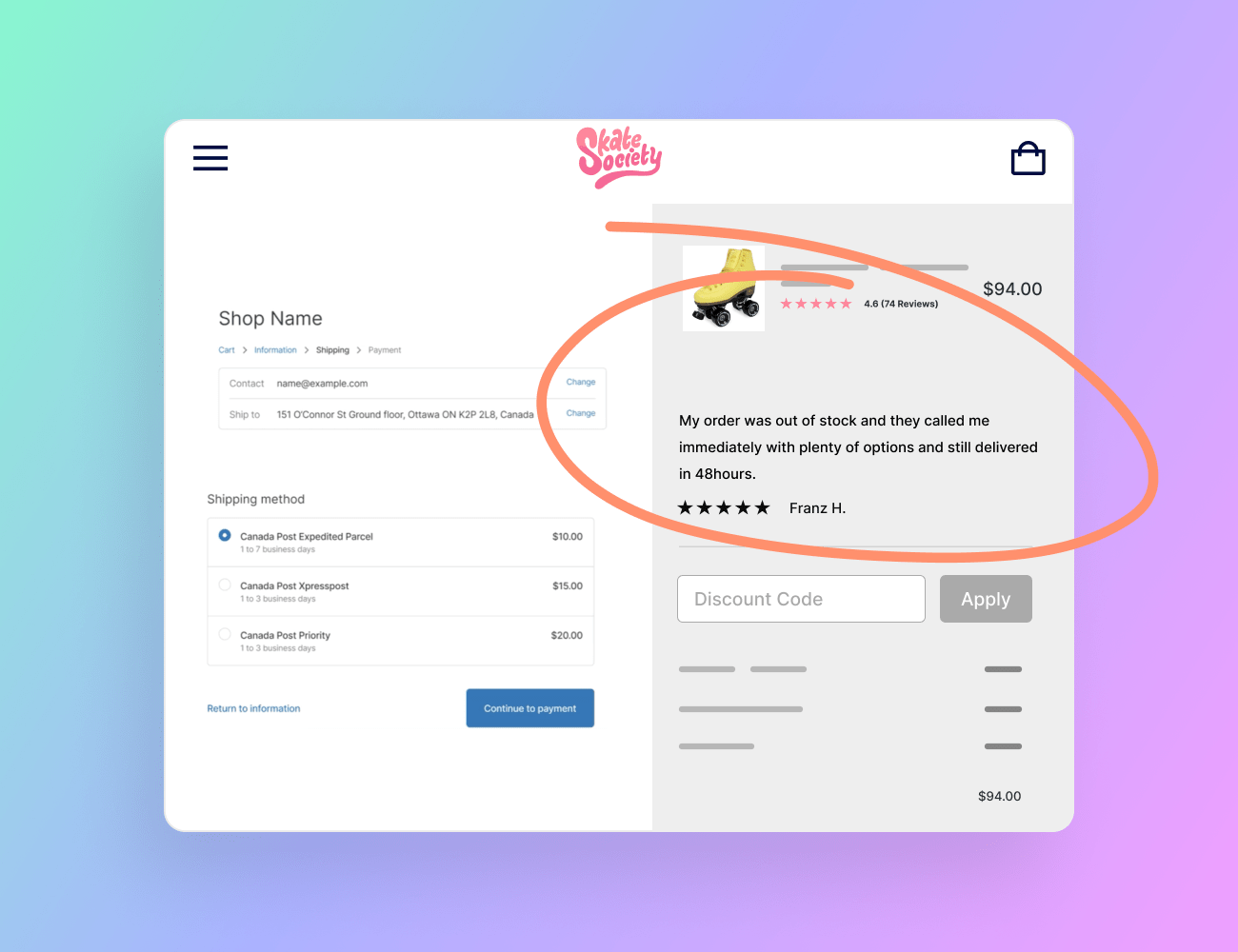 Display Product Ratings & Review Nuggets in Shopify Checkout 