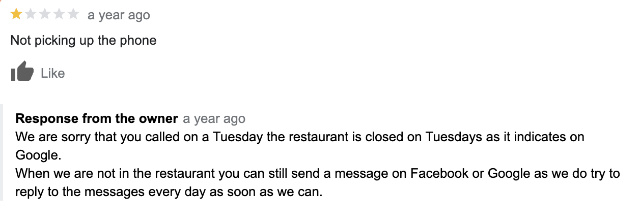an example of responding to a customer’s complaint