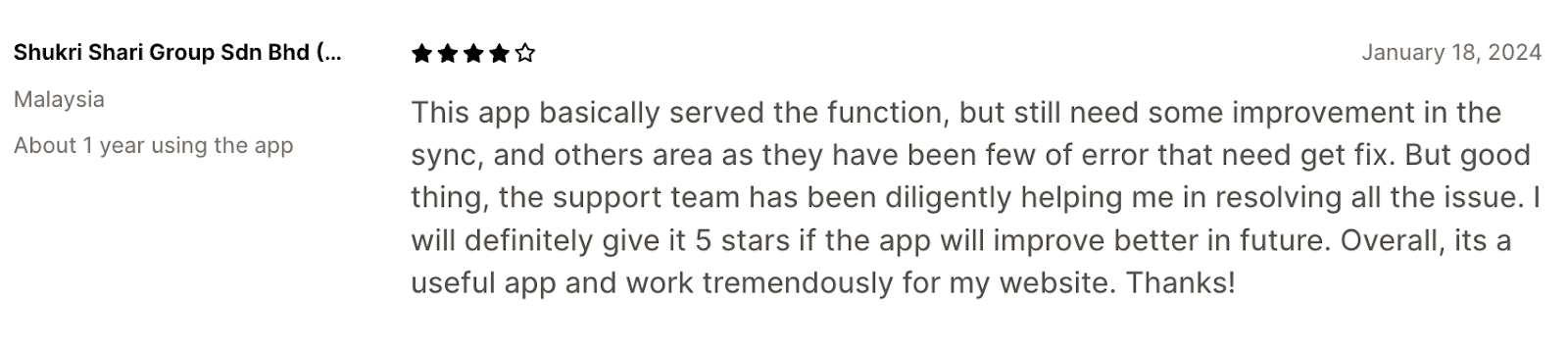 reviews with positive feedback for improvement