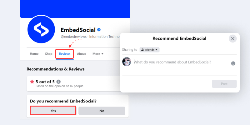 facebook reviews tab when enabled