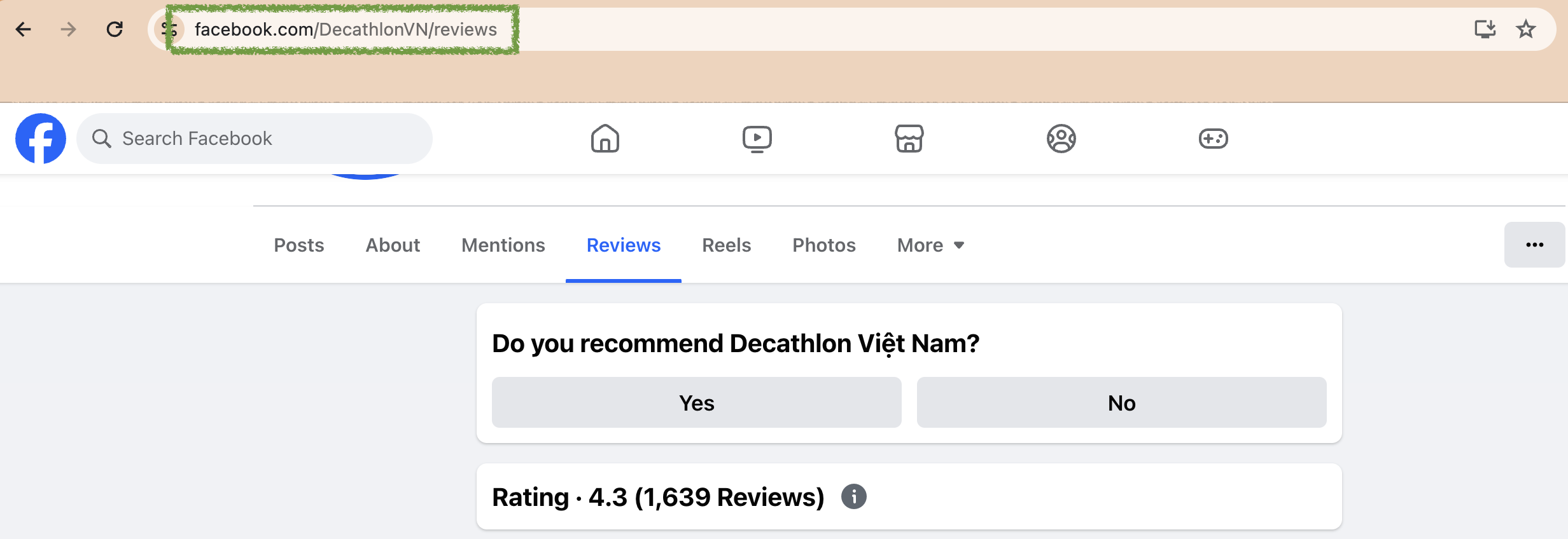 where to find facebook reviews url