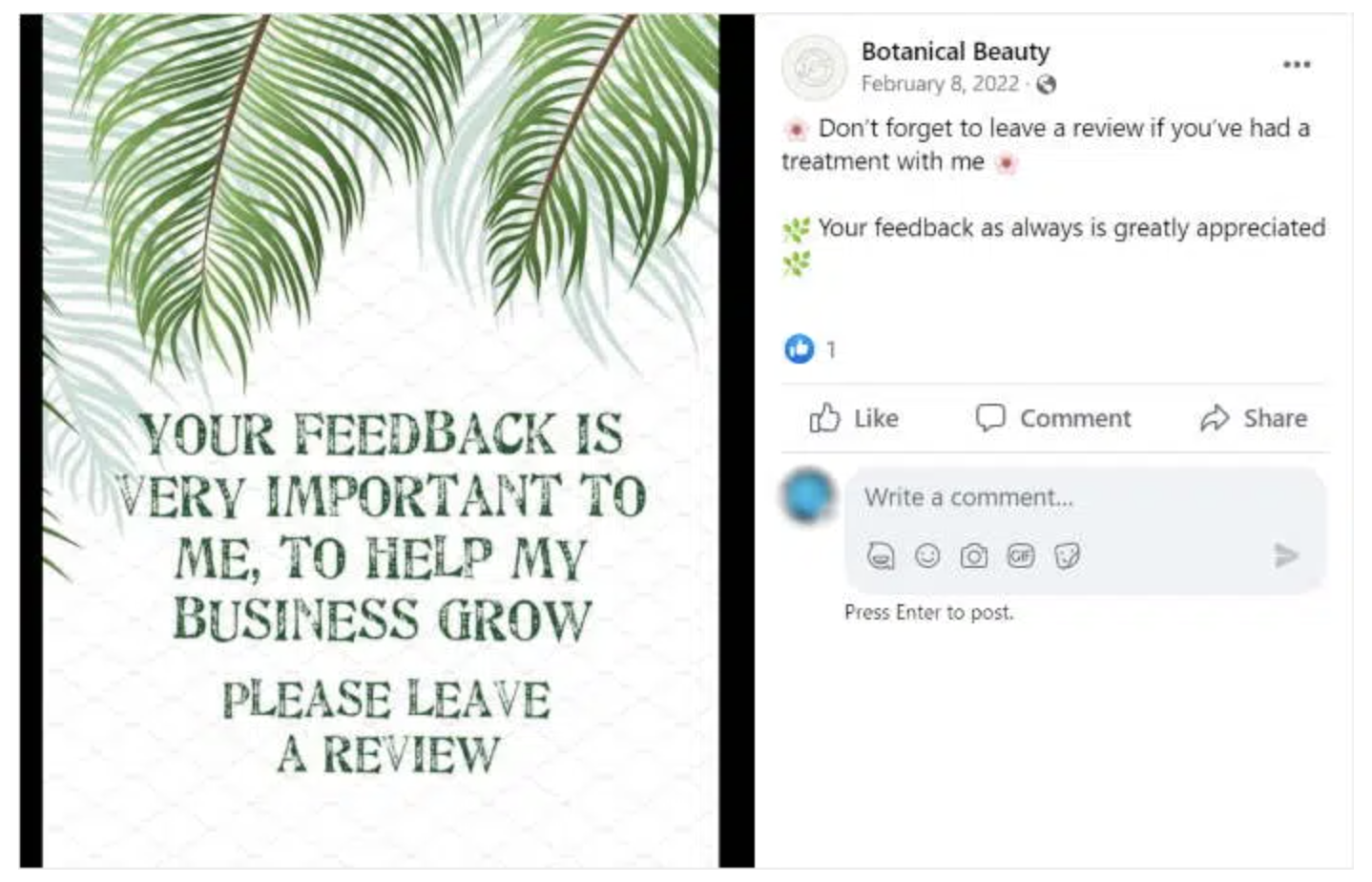 facebook post to collect testimonials
