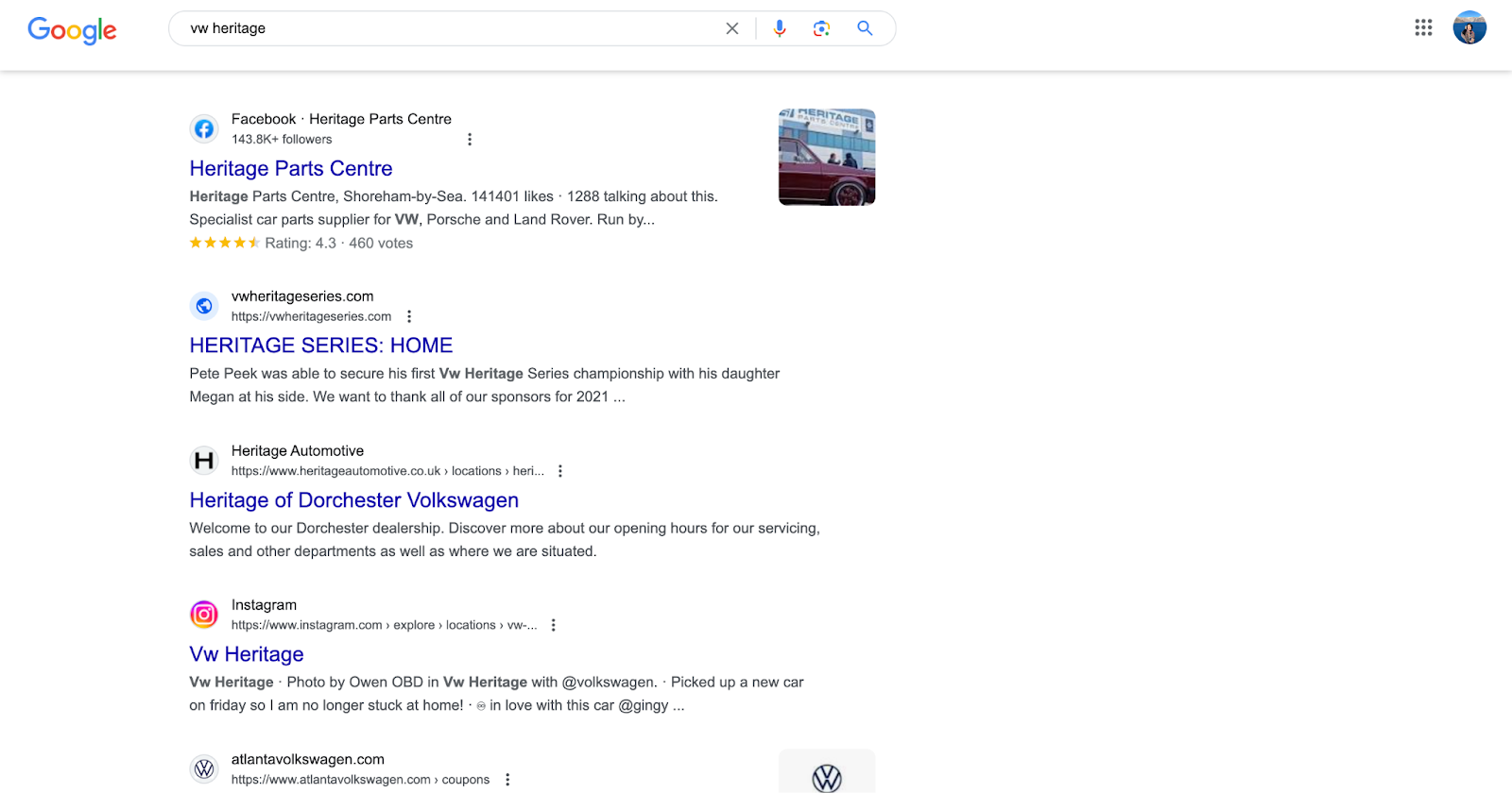 facebook reviews on search engine results page