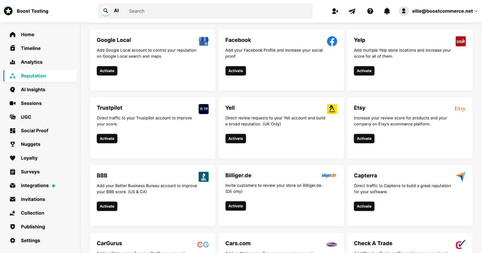 reviews.io integration list