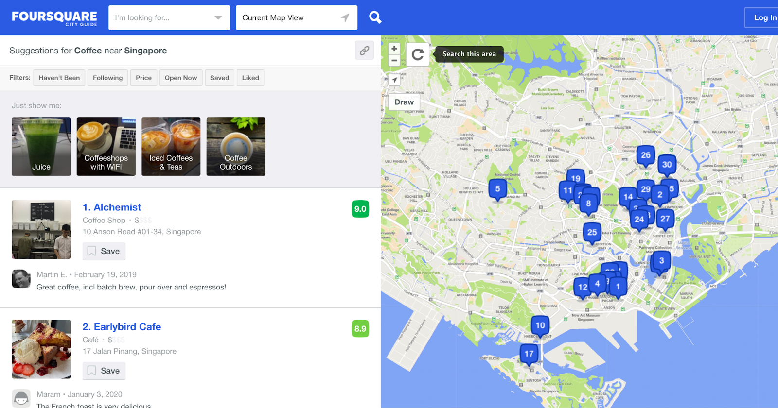 foursquare reviews for local businesses